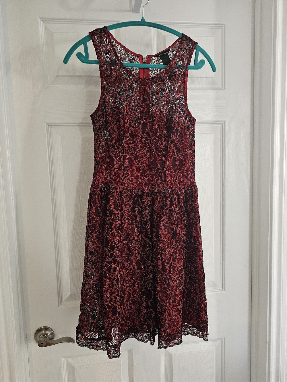 Moda International Size 4 Red and Black Lace Dress.
